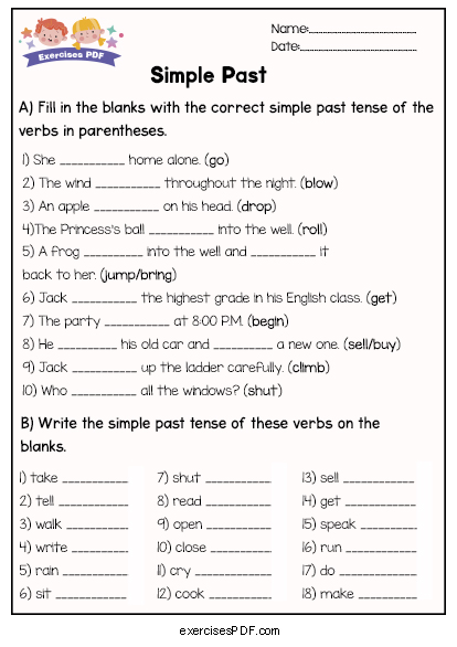 Write The Simple Past Tense Of These Verbs Exercises PDF